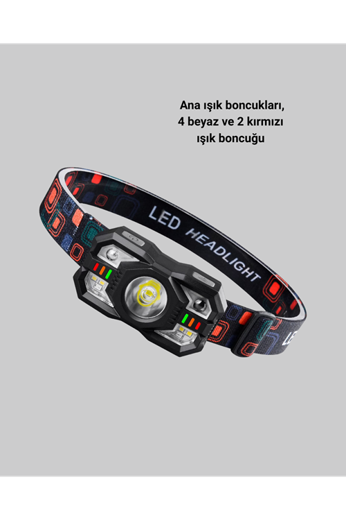 Hareket Sensörlü Şarjlı LED Far Suya Dayanıklı Çok Modlu
