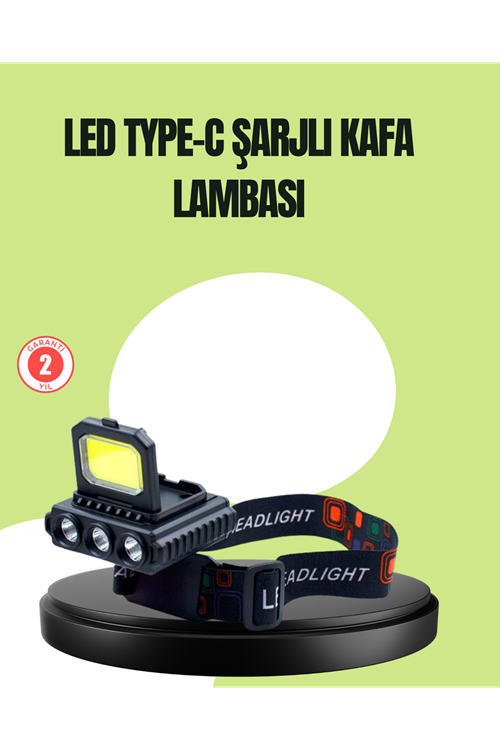 800 Lumen Çok Fonksiyonlu LED Kafa Lambası Type C Şarjlı