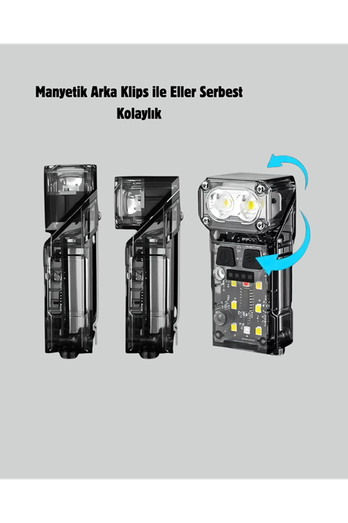 3 Fonksiyonlu LED Far El Feneri Çalışma Lambası Uzun Pil Ömürlü