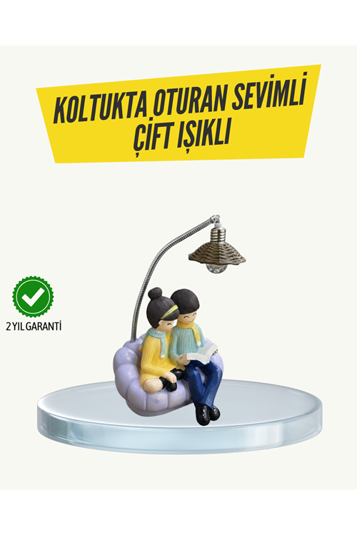 Okuyan Çift Figürlü Dekoratif Gece Lambası Hediye Seçeneği