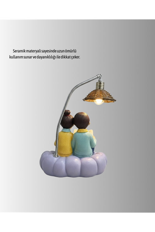 Okuyan Çift Figürlü Dekoratif Gece Lambası Hediye Seçeneği