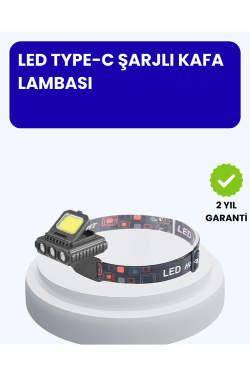 800 Lumen LED Kafa Lambası COB ve XPE Led Type C Şarjlı Ayarlanabilir