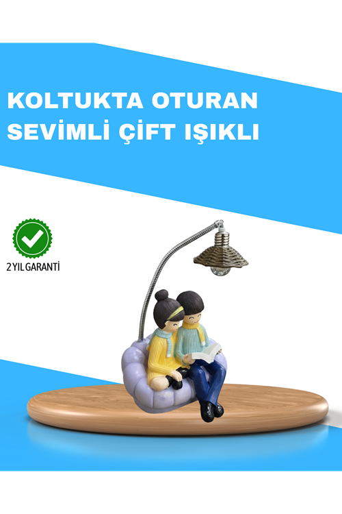 Romantik Çift Temalı Dekoratif Masa Lambası Yumuşak LED Işık