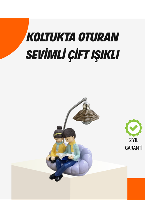Sevgiliye Özel Çift Figürlü LED Masa Lambası Okuyan Çift Tasarım