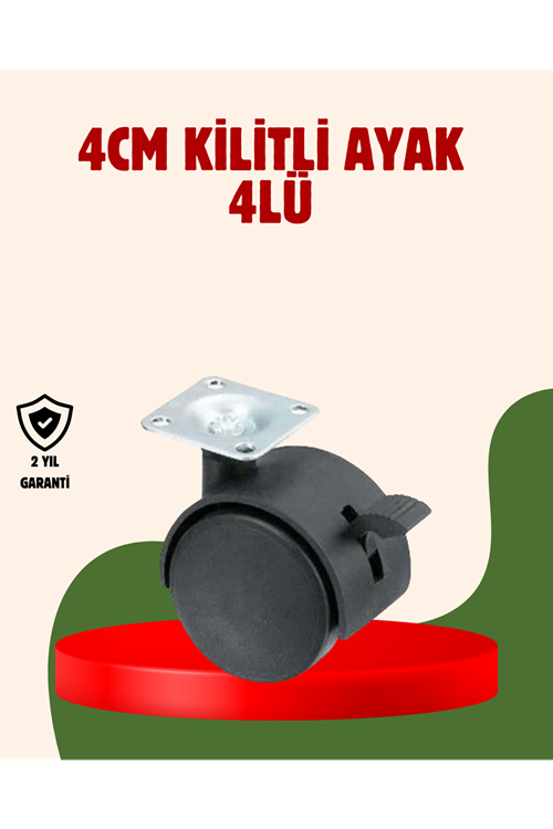 4 cm Kilitli Döner Ayak 4 Adet Sehpa ve Mobilya Ayağı