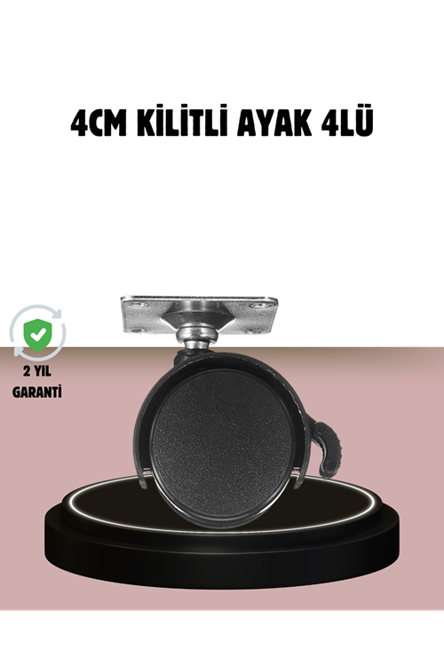 Kilitli 4 cm Tekerlek Ayak 4’lü Set Zemin Koruyucu