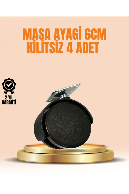 6 cm Kilitsiz Masa Ayağı Tekerleği 4’lü Set Çok Amaçlı