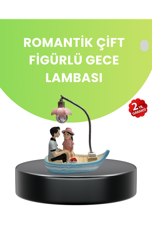 Oturan Çift Figürlü LED Masa Lambası Romantik Hediye