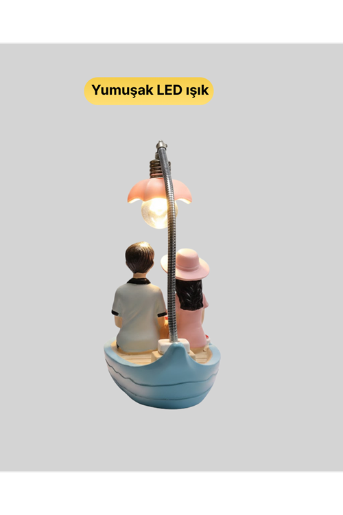 Oturan Çift Figürlü LED Masa Lambası Romantik Hediye