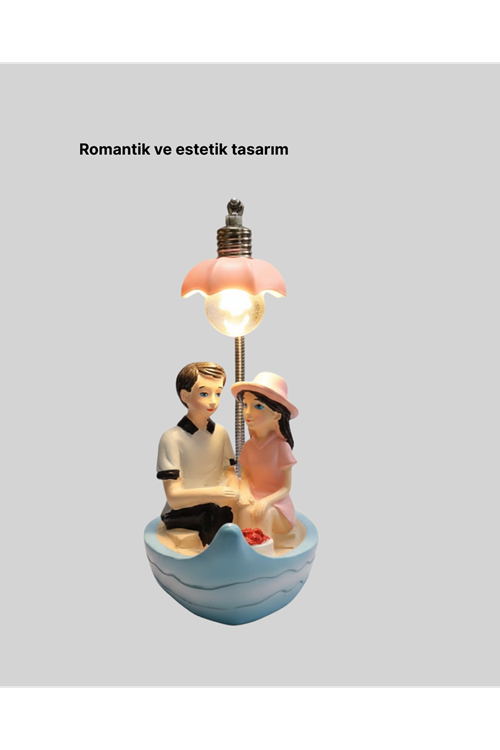 Oturan Çift Figürlü LED Masa Lambası Romantik Hediye