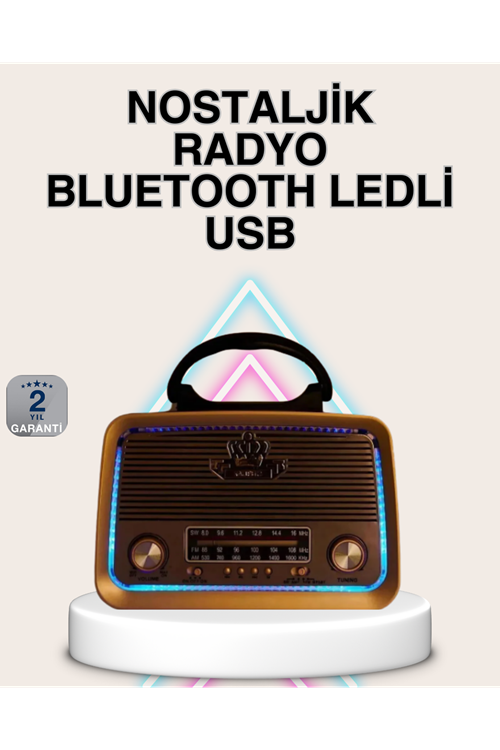 Ahşap Nostaljik Radyo Bluetooth USB SD Kart Destekli