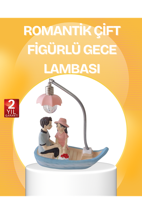 Romantik Çift Figürlü Gece Lambası Sandal Model Sevgiliye Özel Hediye