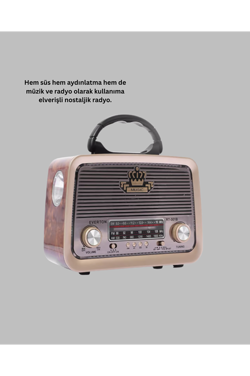Ahşap Nostaljik Radyo Bluetooth USB SD Kart Destekli
