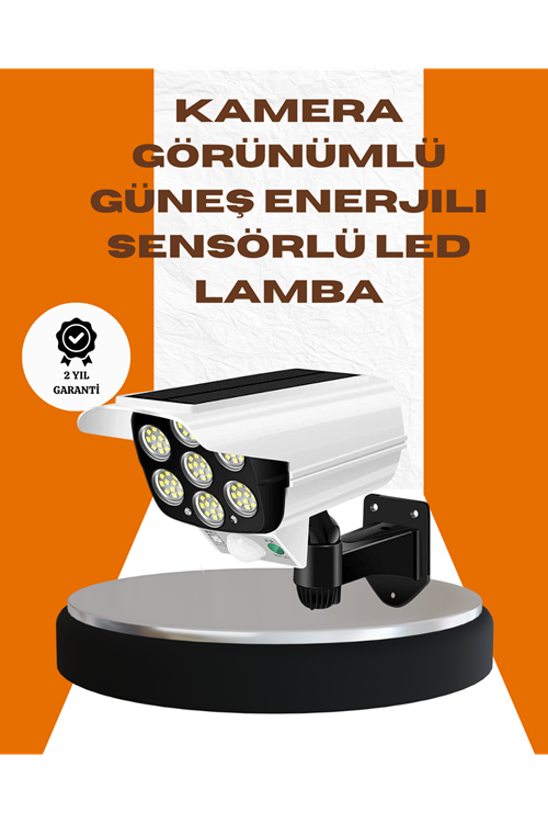 Solar Şarjlı Kamera Tasarımlı LED Duvar Lambası Hareket Sensörlü Dış Mekan Aydınlatma