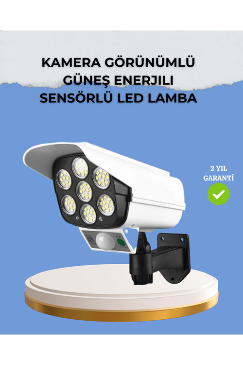 Kamera Görünümlü Solar LED Lamba Hareket Sensörlü Uzaktan Kumandalı Bahçe Duvar Aydınlatması