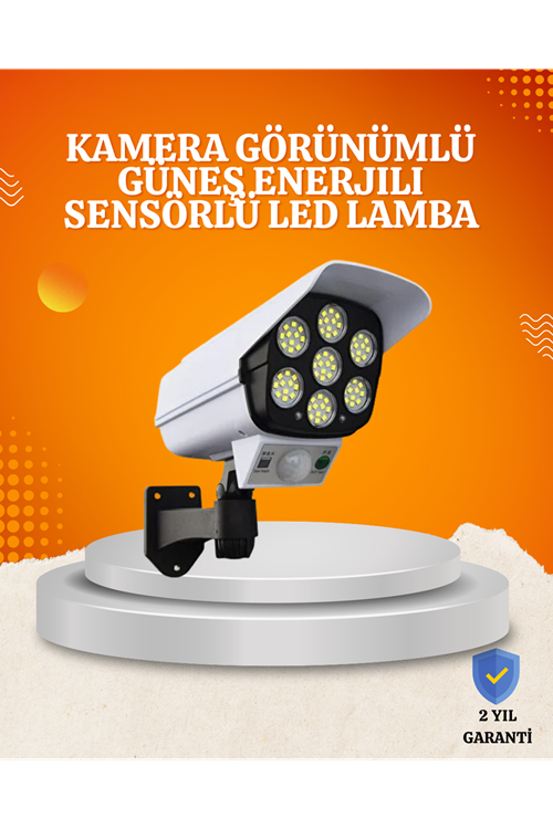 Solar Şarjlı Hareket Sensörlü LED Dış Mekan Lambası Kamera Tasarımlı Güvenlik Işığı