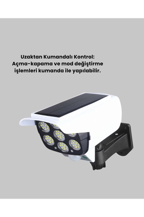 Solar Şarjlı Hareket Sensörlü LED Dış Mekan Lambası Kamera Tasarımlı Güvenlik Işığı