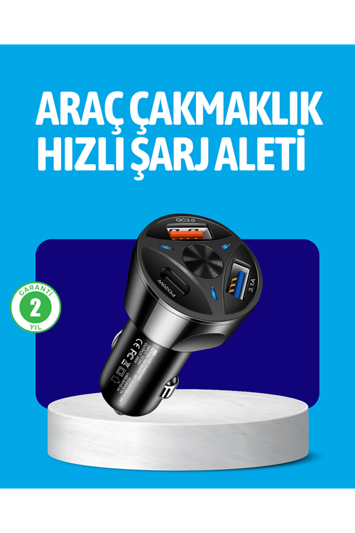 55W Güçlü Araç Şarj Cihazı Power Delivery Destekli