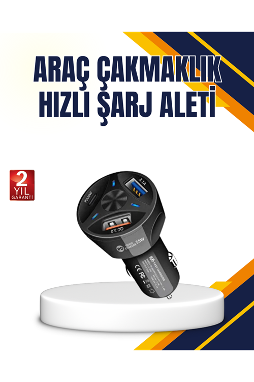 Polygold Quick Charger 55W Araç Şarj Cihazı PD USB C Destekli