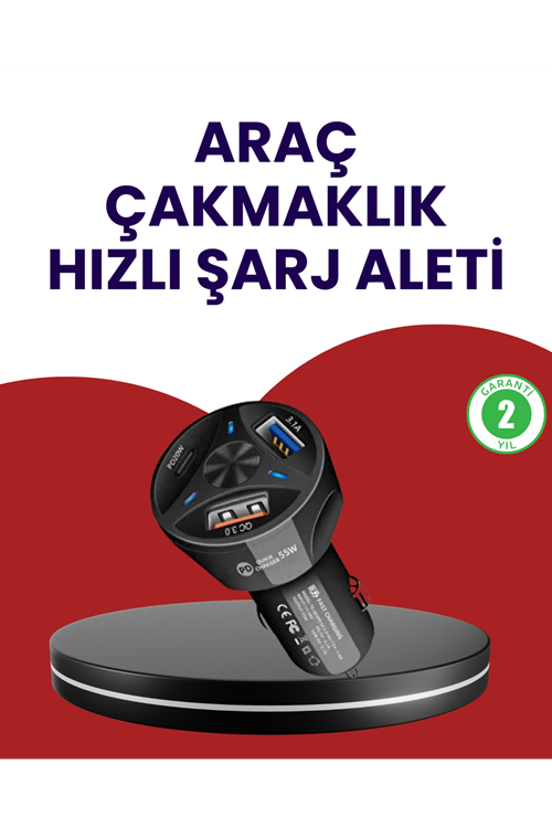 55W PD ve Quick Charge 3.0 Destekli Polygold Araç Şarj Adaptörü