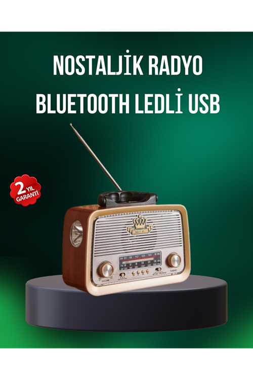Taşınabilir Nostalji Radyo Bluetooth USB AUX Girişli