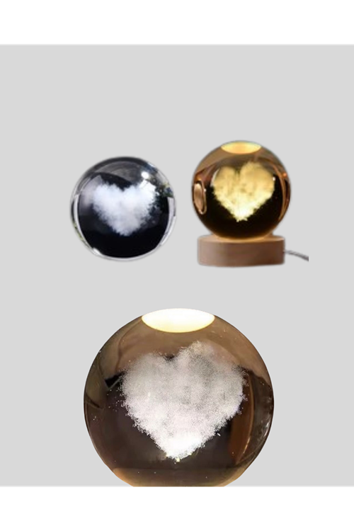 Kalpli LED Işıklı Cam Küre Büyük Boy Kristal Tasarım