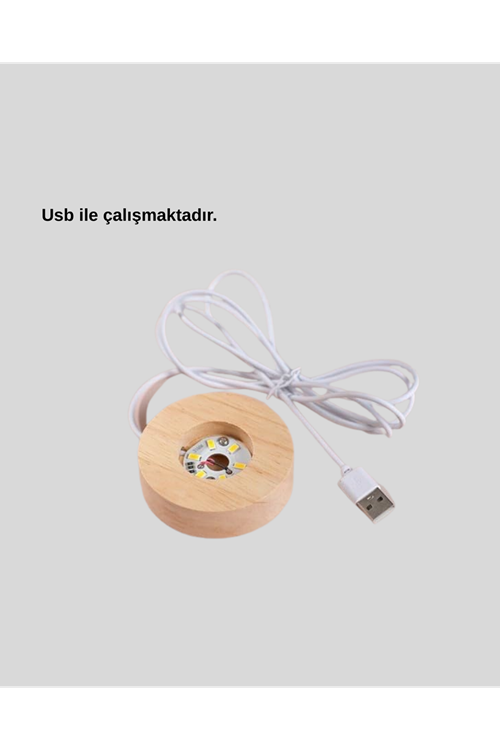 LED Işıklı Kristal Küre Ahşap Standlı Dekoratif Gezegen Model