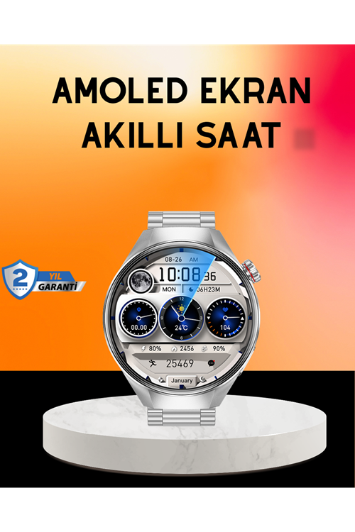Akıllı Saat AMOLED Ekran Bluetooth Aramalı – Nabız, Uyku ve Spor Takipli