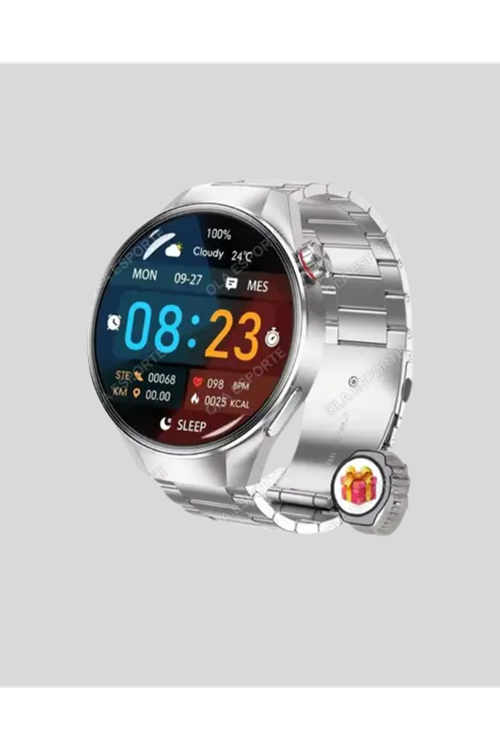 Akıllı Saat Metal Kordonlu Tam Ekran AMOLED – Arama ve Sağlık Takip Özellikli