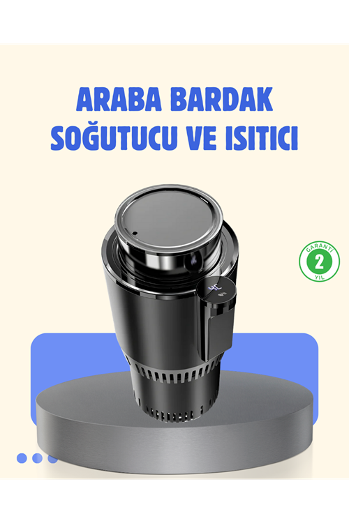 Araç İçi Akıllı Bardaklık Isıtıcı Soğutucu Dijital Ekranlı