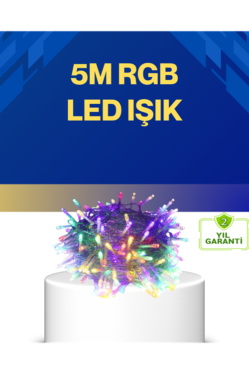 Dekoratif Peri Led 5 m 50 Ampullü Şeffaf Kablo Aydınlatma