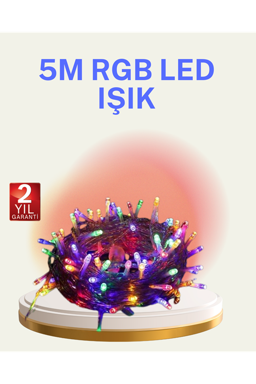 Şeffaf Kablolu 50 Ampullü 5 Metre LED Işık Dekoratif Aydınlatma