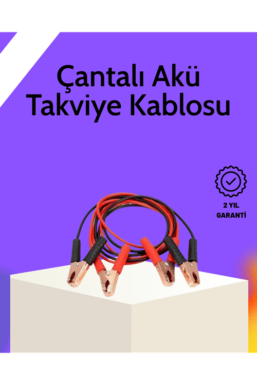Akü Takviye Kablosu 1200A İzoleli Büyük Maşalı 2m Dayanıklı