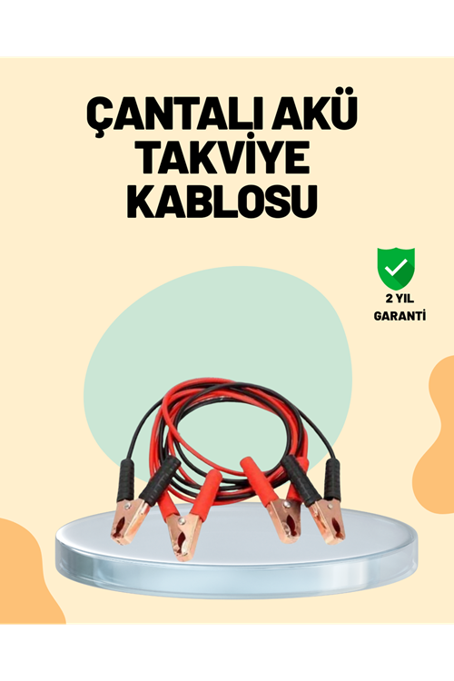 1200 Amper Jumper Kablo 2 Metre Bakır Uçlu Araç Takviye Seti