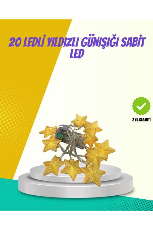 Dekoratif Yıldız Led Aydınlatma 20 Ledli 5 Metre Günışığı