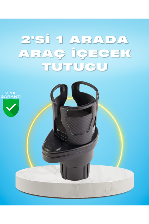 Çiftli Araba Bardak Tutucu Karbon Fiber Görünümlü 360° Ayarlı