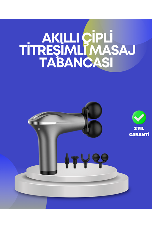 Portatif Şarjlı Masaj Tabancası 4 Başlık Derin Doku Masaj Aleti
