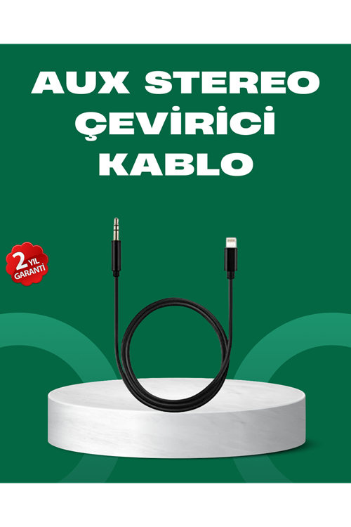 Lightning to 3.5mm Aux Ses Dönüştürücü Kablo 1 Metre Stereo Uyumlu
