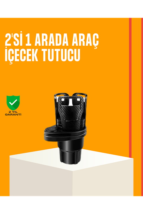 Oto Bardak Tutucu 360° Döner Çift Bölmeli Karbon Fiber Tasarım