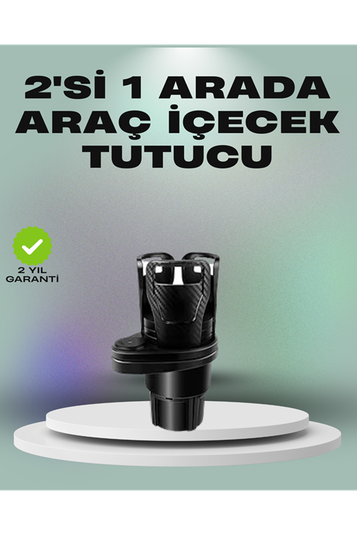 Araba Çift Bardak Tutucu 360° Dönebilen İkisi Bir Arada Ayarlanabilir