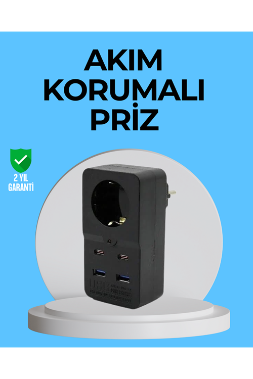 Termal Korumalı Priz Otomatik Çocuk Kilidi 4 USB Type C