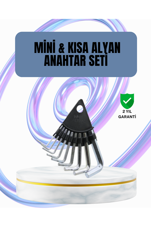 9 Parça Alyan Anahtar Seti Altıgen Uçlu Mobilya ve Tamir İçin