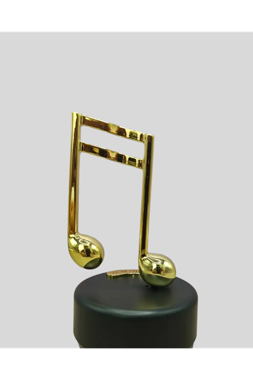 Altın Nota Figürlü Dönen Müzik Kutusu Dekoratif Music Box