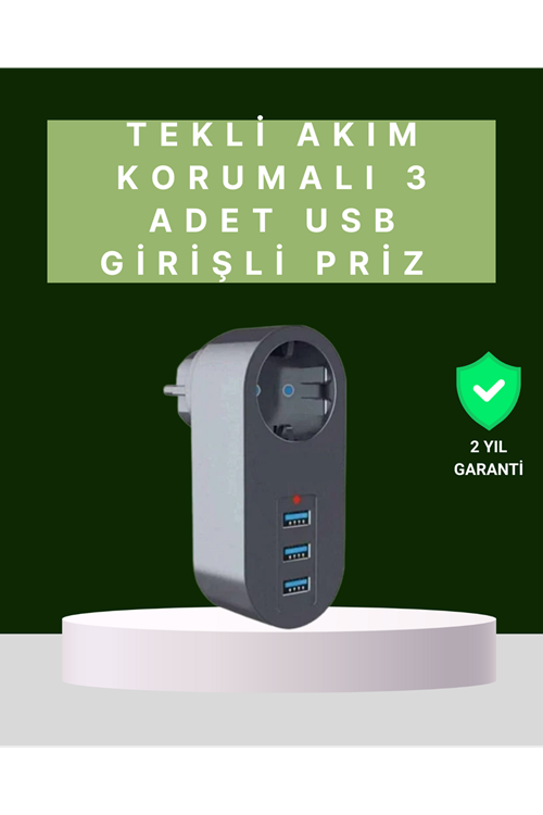 Termal Akım Korumalı 3 USB'li Güvenli Priz – Akıllı Akım Dengeleme