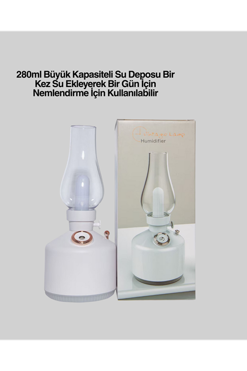 280 ml Tanklı Retro Gaz Lambası Difüzör USB Şarjlı Hava Nemlendirici