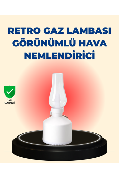 Kablosuz Retro Buhar Makinesi Gaz Lambası Tasarım Ledli Difüzör