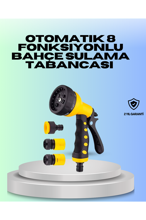 Ayarlanabilir Basınçlı 8 Modlu Bahçe Sulama Tabancası Hortum Aparatı