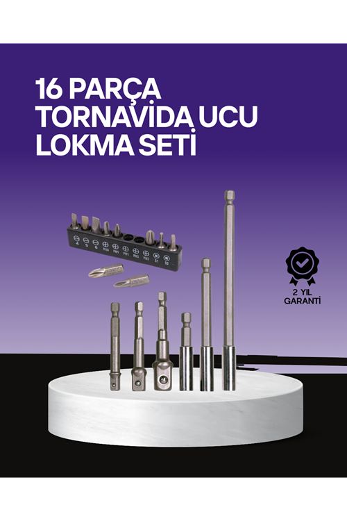 Çok Amaçlı 16lı Bits Uç Seti Dayanıklı Tornavida Adaptör