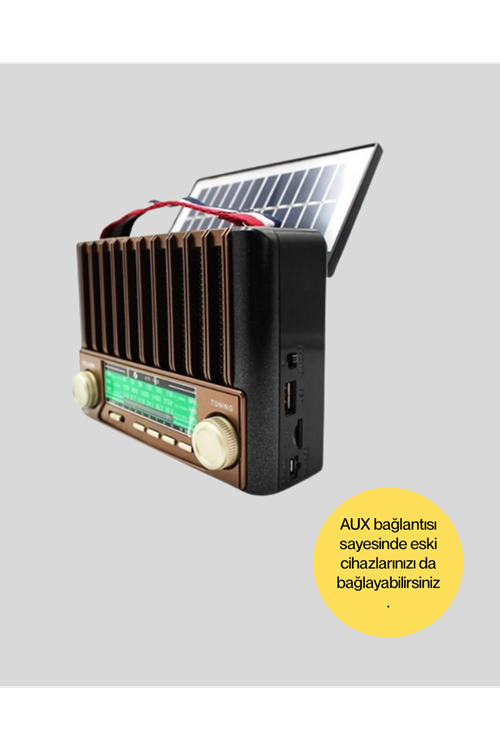 Solar Panel Şarjlı Taşınabilir Radyo Bluetooth Hoparlör Müzik Kutusu
