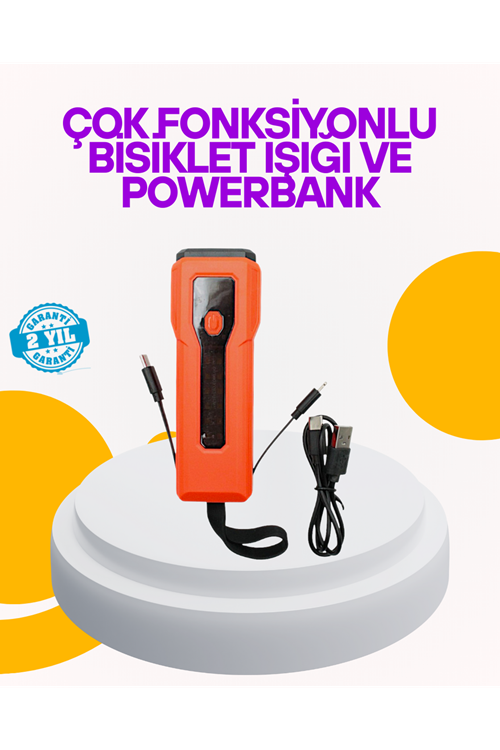 Su Geçirmez Bisiklet Işığı 5000 mAh Powerbankli Ön Far